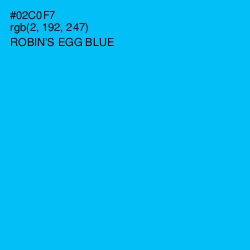 #02C0F7 - Robin's Egg Blue Color Image